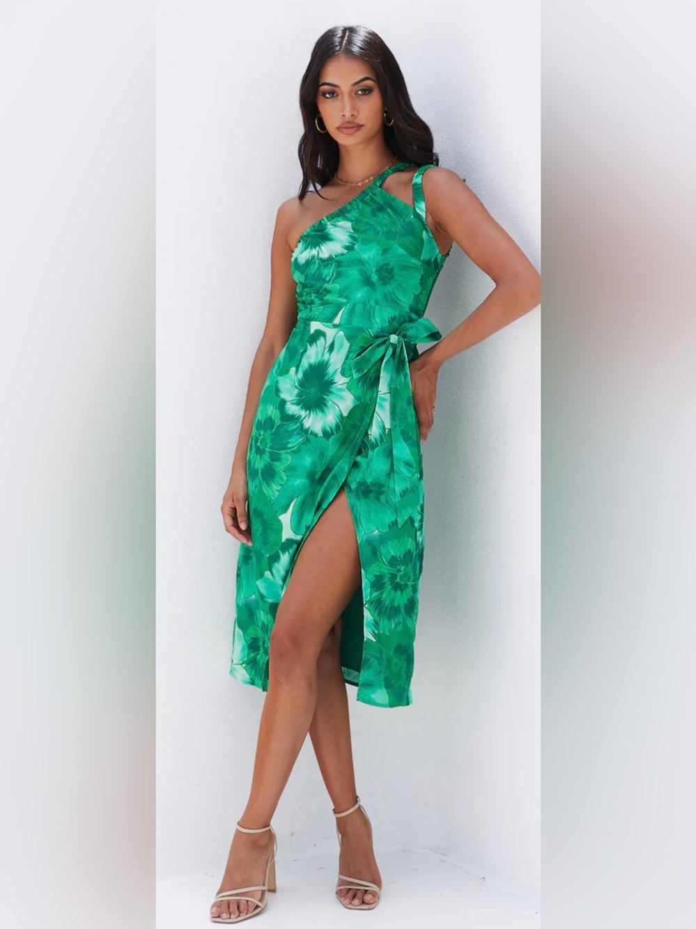 Hello Molly Island Beaches Midi Wrap Dress Large Green Vacation Tropical Summer